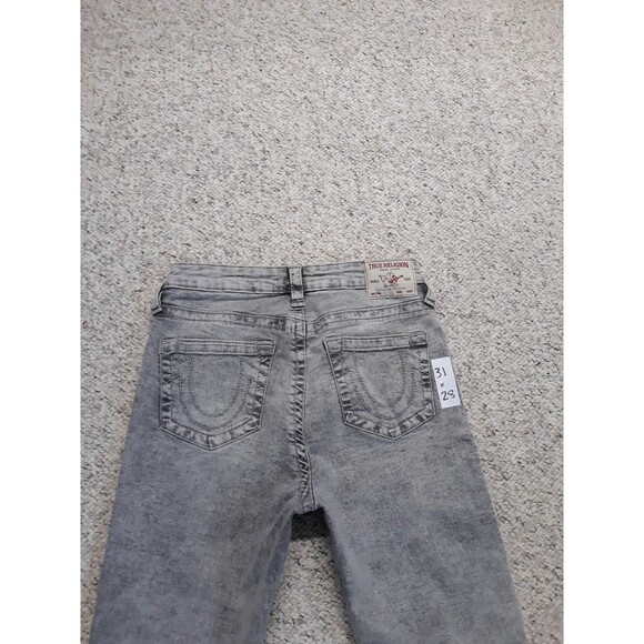 31 True Religion Jennie Curvy Mid-Rise Super Skinny Distressed Raw Edge Hem Grey - Picture 9 of 12